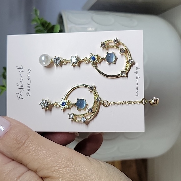 Jewelry - Celestial Embellished Drop Earrings, S925